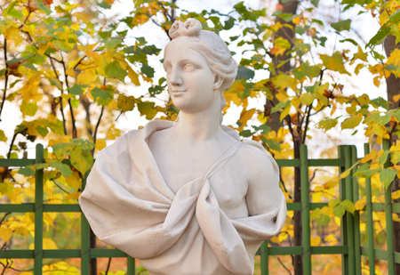 Statue of young man in Summer Garden in St.Petersburg, Russia.の写真素材