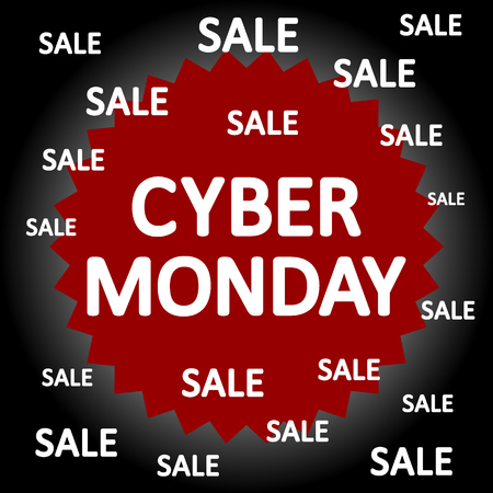 Cyber monday background. Promotional online sale event. Vector illustration.のイラスト素材