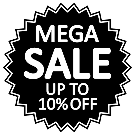 Mega sale sign on white background. Vector illustration.のイラスト素材