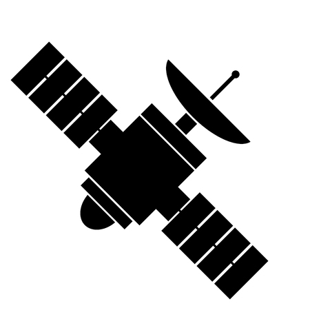 Space satellite icon on white background. Vector illustration.のイラスト素材