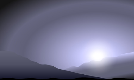 Martian sunset in the hills. Vector illustration.のイラスト素材