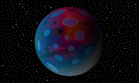 Space background with planet and starry sky.
