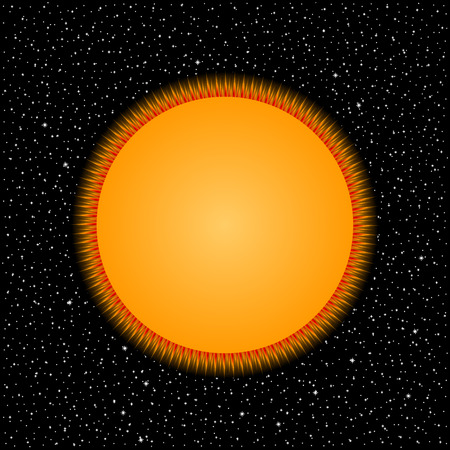 Yellow star on cosmic background. Vector illustration.のイラスト素材