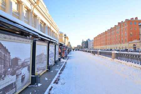 ST.PETERSBURG, RUSSIA - 6 MARCH 2019: Embankment of Griboyedov Canal in St.Petersburg at sunny winter day.のeditorial素材