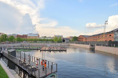 ST.PETERSBURG, RUSSIA - 8 JUNE 2019: Historical building in New Holland island in St. Petersburg. Now after the reconstruction there is a cultural center.のeditorial素材