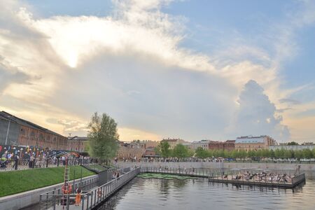 ST.PETERSBURG, RUSSIA - 8 JUNE 2019: Historical building in New Holland island in St. Petersburg. Now after the reconstruction there is a cultural center.のeditorial素材