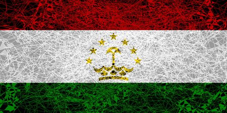 Flag of Tajikistan. Illustration in grunge style.の写真素材