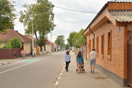 POLOTSK, BELARUS - 24 AUGUST 2019: Street in the historical part of Polotsk at cloud summer day.のeditorial素材