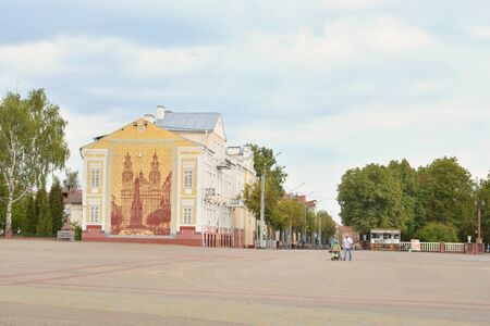 POLOTSK, BELARUS - 24 AUGUST 2019: Street in the historical part of Polotsk at cloud summer day.のeditorial素材