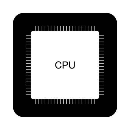 Processor icon on black square button. Vector illustration.のイラスト素材