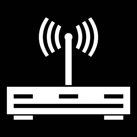 Router icon on black background. Vector illustration.のイラスト素材
