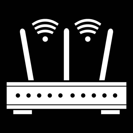 Router icon on black background. Vector illustration.のイラスト素材