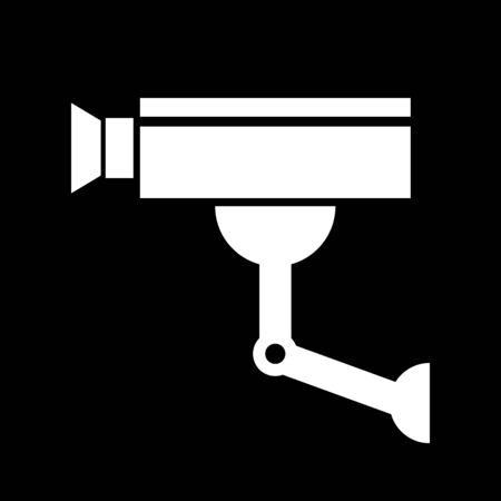 Surveillance camera icon on black background.のイラスト素材