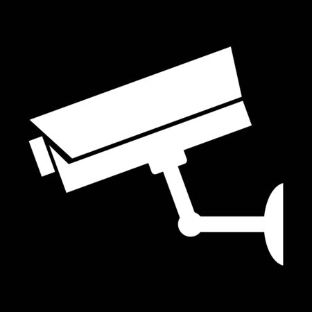Surveillance camera icon on black background.