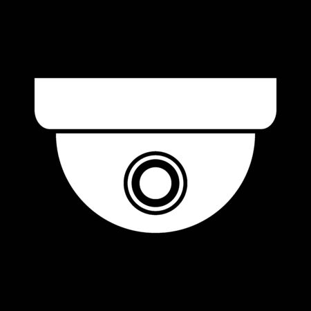 Surveillance camera icon on black background.のイラスト素材
