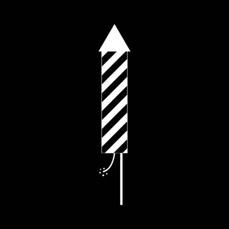 Fireworks rocket icon on black background. Vector illustration.のイラスト素材