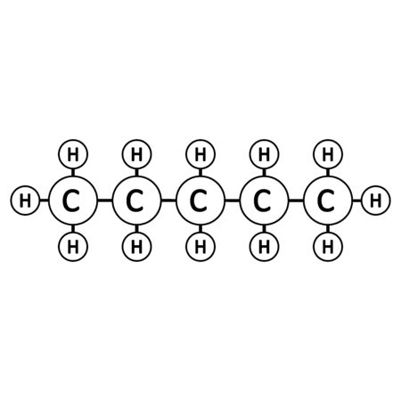 Pentane molecule icon on white background. Vector illustration.のイラスト素材