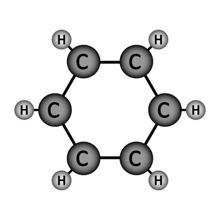 Benzene molecule icon on white background. Vector illustration.のイラスト素材