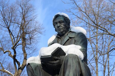 ST.PETERSBURG, RUSSIA - 22 FEBRUARY 2018: Monument to Ivan Krylov in the Summer Garden at sunny winter day in St Petersburg, Russia.のeditorial素材
