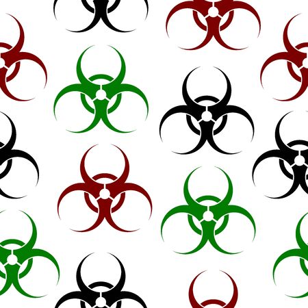 Biohazard sign seamless pattern on white background. Vector illustration.のイラスト素材