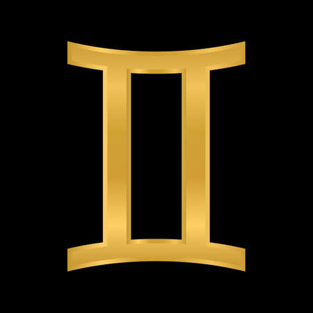 Germini symbol on black background. Vector illustration.のイラスト素材