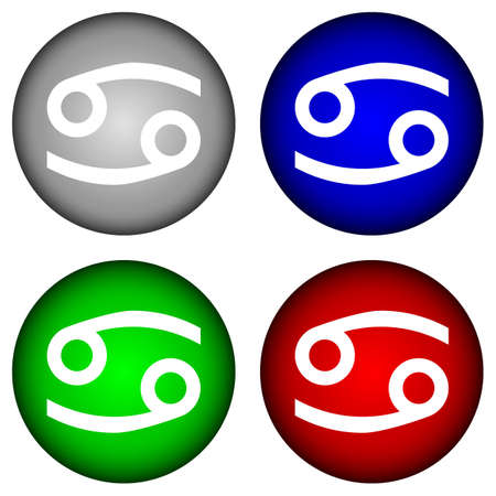 Set of buttons with cancer symbols on white background. Vector illustration.
