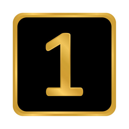 Gold number one button on white background. Vector illustration.のイラスト素材