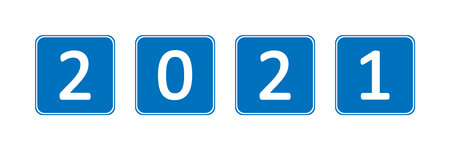 New-year inscription 2021 on white background. Vector illustration.