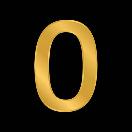 Gold number zero symbol on black background. Vector illustration.のイラスト素材