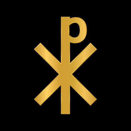 Chrismon sign icon on lblack background. Vector illustration. Ancient christian symbol.の販売画像
