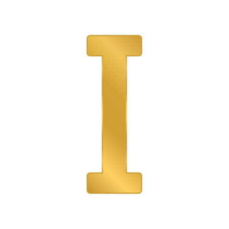 Golden roman numeral one on white background. Vector illustration.のイラスト素材