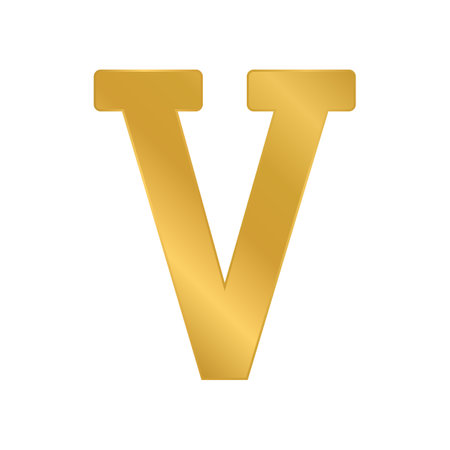 Golden roman numeral five on white background. Vector illustration.のイラスト素材