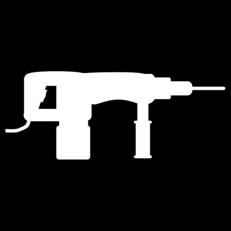 Hammer drill icon on black background. Vector illustration.のイラスト素材