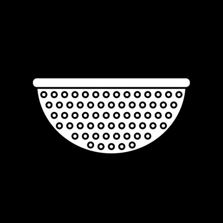 Colander icon on black background. vector illustration.のイラスト素材
