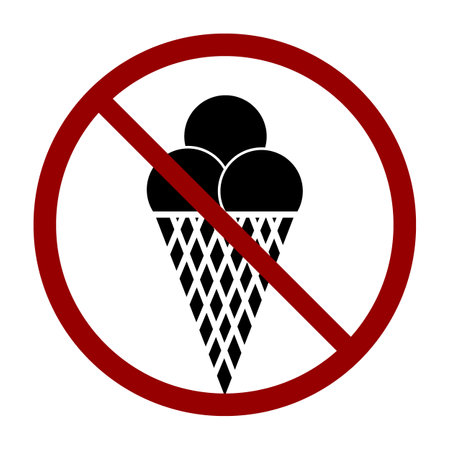 Ice cream prohibition sign on white background. vector illustration.のイラスト素材