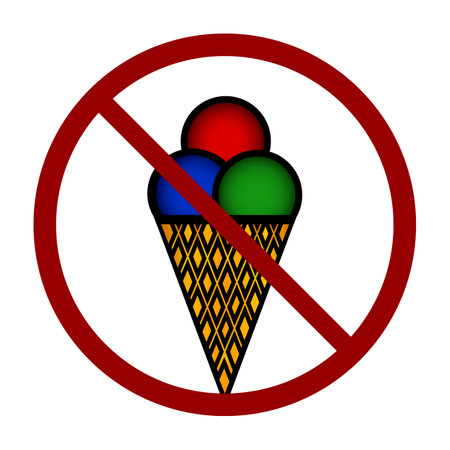 Ice cream prohibition sign on white background. vector illustration.のイラスト素材