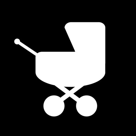 Baby carriage icon on black background. vector illustration.のイラスト素材