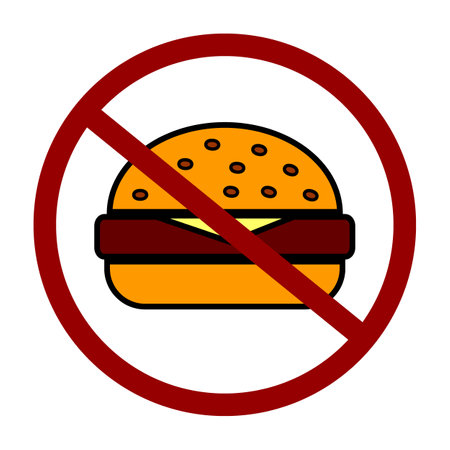 Food prohibition sign on white background. vector illustration.のイラスト素材