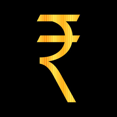 Indian rupee symbol on black background. Vector illustration.のイラスト素材