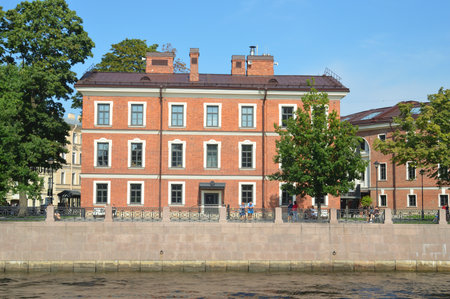 ST. PETERSBURG, RUSSIA - August 28, 2022: Embankment on New Holland Island in the center of St. Petersburg on sunny summer day.のeditorial素材