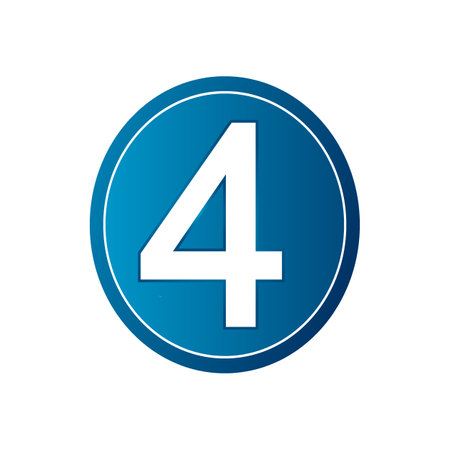 Button with number four on white background. Vector illustration.のイラスト素材