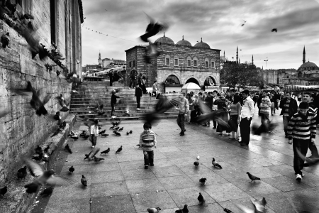 Square full of people and pigeons  Istanbul, Turkey  10 25 12のeditorial素材