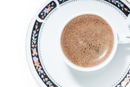 A cup of turkish coffe with froth  Upper viewの写真素材