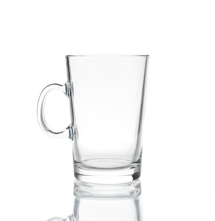 Empty tea glass isolated on white backgroundの写真素材