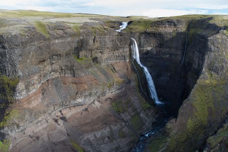Beautiful view of Haifoss waterfall - Icelandの写真素材