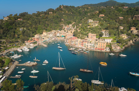 Portofino village on Ligurian coast in Italyの写真素材