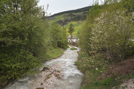 Dolomites river view, Italyの写真素材