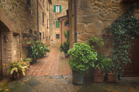 Tuscany spring, Pienza italian medieval village. Siena, Italy.の写真素材