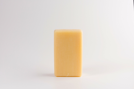 piece of beige soap isolated on a white backgroundの写真素材