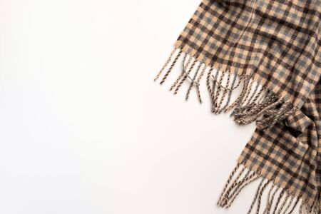Warm scarf isolated on white background. Flat lay.の写真素材